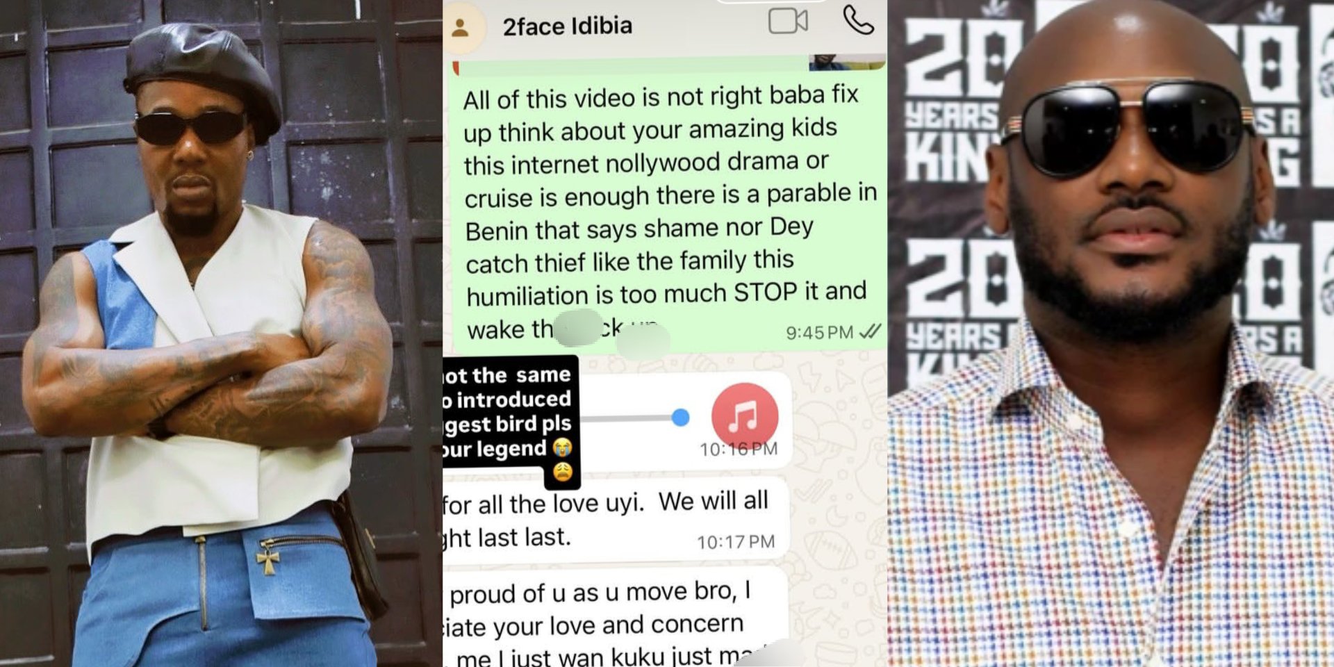 "I kuku wan just mad" – 2Face laments to Wizkid's associate, Godson