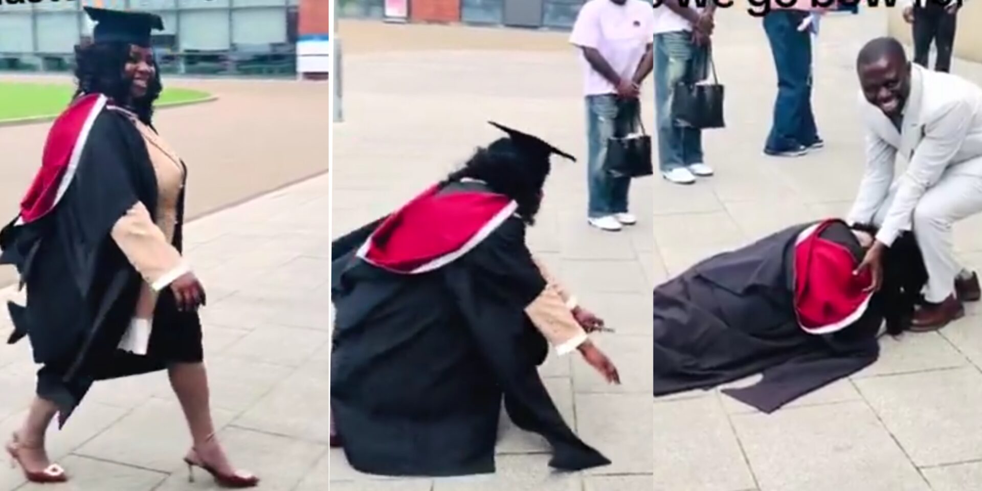 Woman prostrates to appreciate husband who sponsored her £34,000 master’s degree