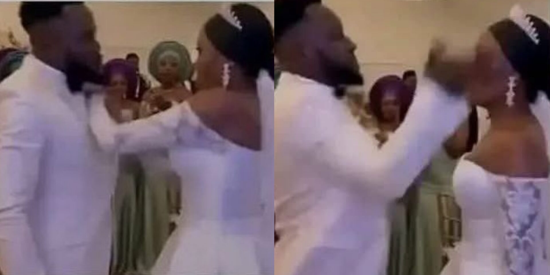 Drama as bride hugs male guest, groom loses temper at wedding reception
