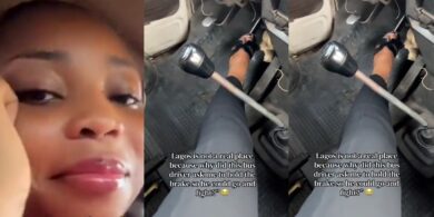 Lady holds brake while driver rushes into fight in Lagos