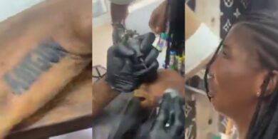 Girlfriend breaks down in tears while tattooing her boyfriend’s name on her hand