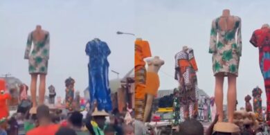 Traders carry mannequins on their heads to boost Christmas sales in Aba