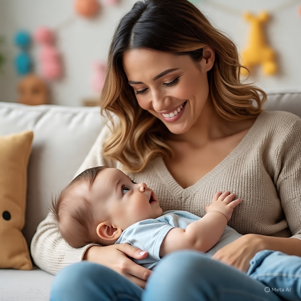 Ai generated photo of a woman and her 6-month-old baby