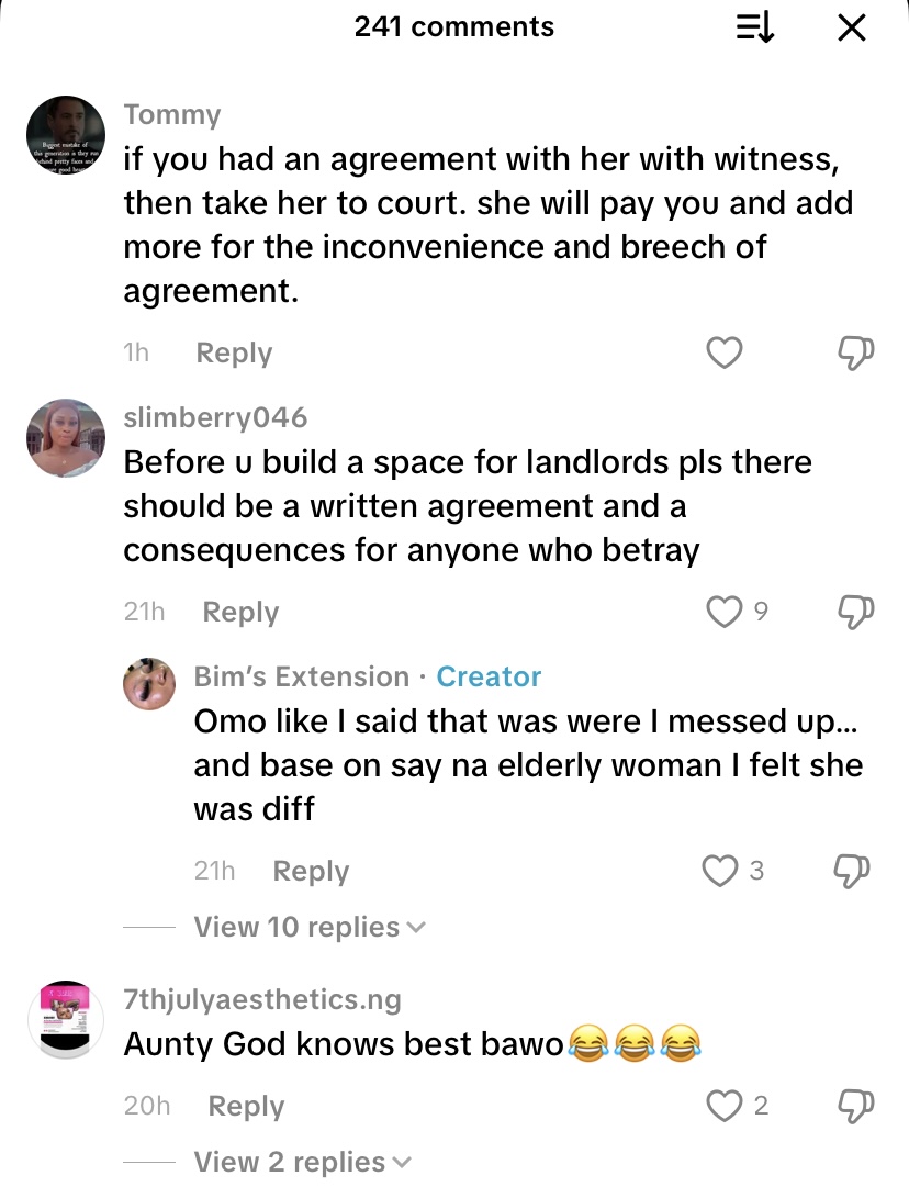 Lady uses her money to renovate uncompleted shop, landlady rents it to someone else after she finishes