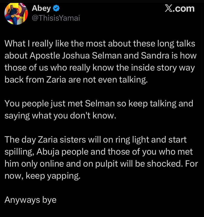 Man who knows 'inside story' of Apostle Joshua Selman and Sandra Areh finally breaks silence