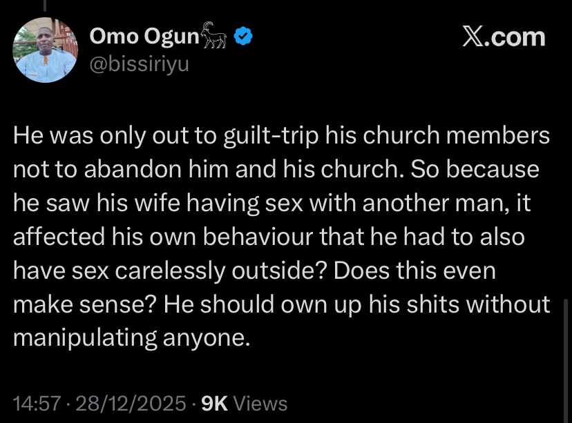 "Why Pastor Chris Okafor apologised in front of his church members" - Man says it was emotional manipulation, not apology