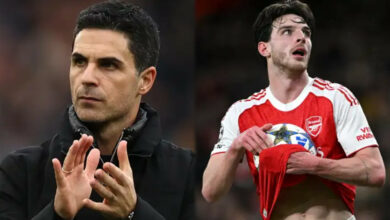 Arsenal blow: Declan Rice misses Champions League trip to Brugge