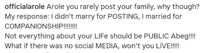 “I didn’t marry for posting” - Woli Arole explains why his family is rarely seen online