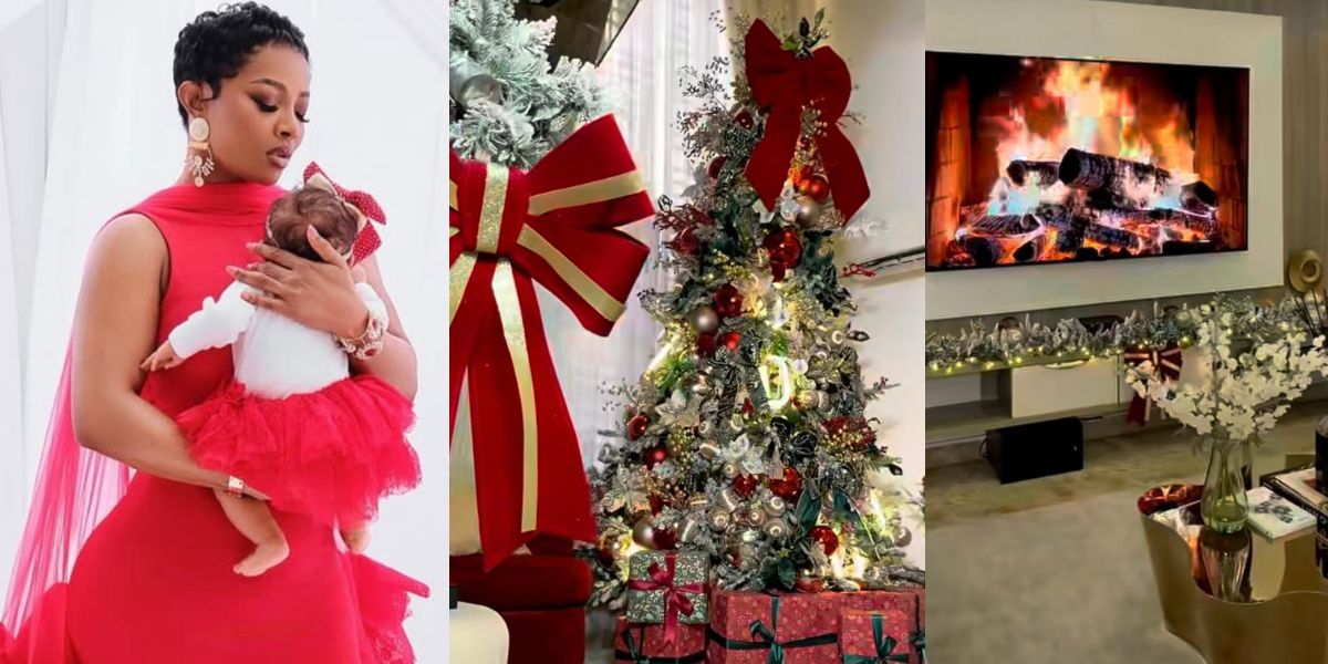 "My first Christmas as a mum!” - Toke Makinwa shows off stunning festive décor for baby Yakira