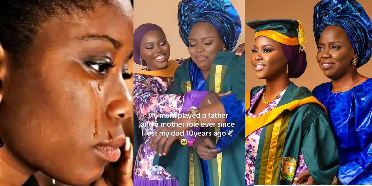 Heartbroken lady mourns mother who passed away on her convocation day