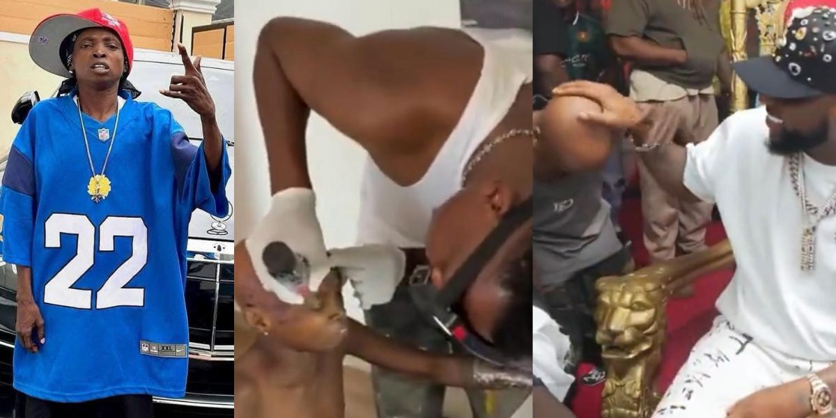 Kolu tattoos Davido's hand on his head after Carter Efe's livestream encounter