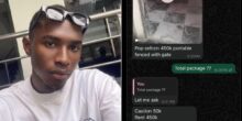 “Self Contain N450k, drink N30k?” - Man confused, shares agent chat