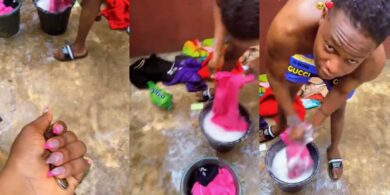 “I cannot wash clothes because I fix my nails – Lady praises boyfriend for doing her laundry