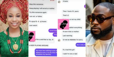 Anu Adeleke, the young girl whose mother previously claimed Davido is her father, has shared an alleged chat with the singer after requesting a DNA test to establish her identity.
