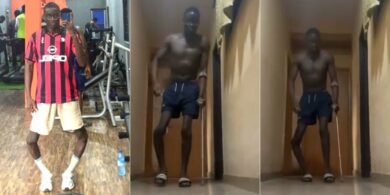 Baddy of Lagos takes first steps following leg surgery