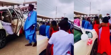 Drama as man halts bride’s convoy, claims she promised to marry him two weeks ago