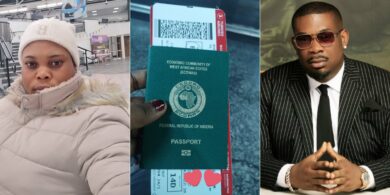 Lady who received N6M cash gift from Don Jazzy relocates to UK, thanks him