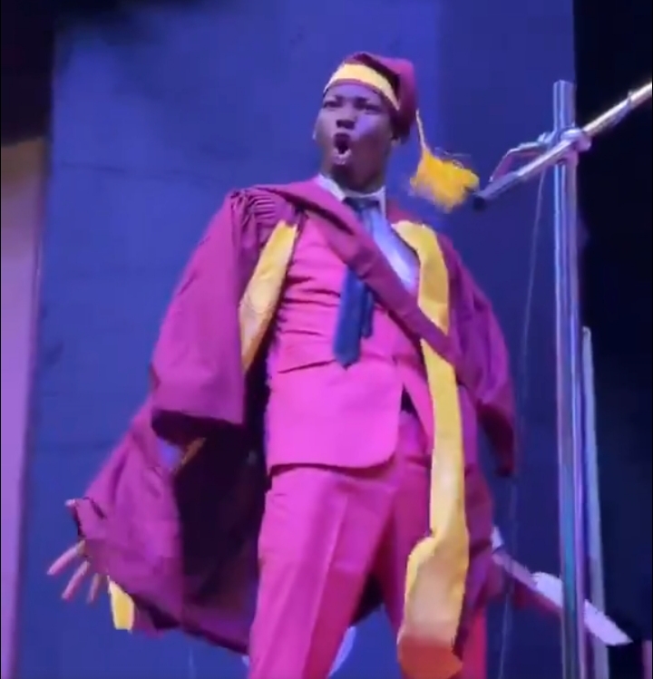 Moment UNILAG first class graduate pulls off Ronaldo's iconic 'Sui' celebration pose