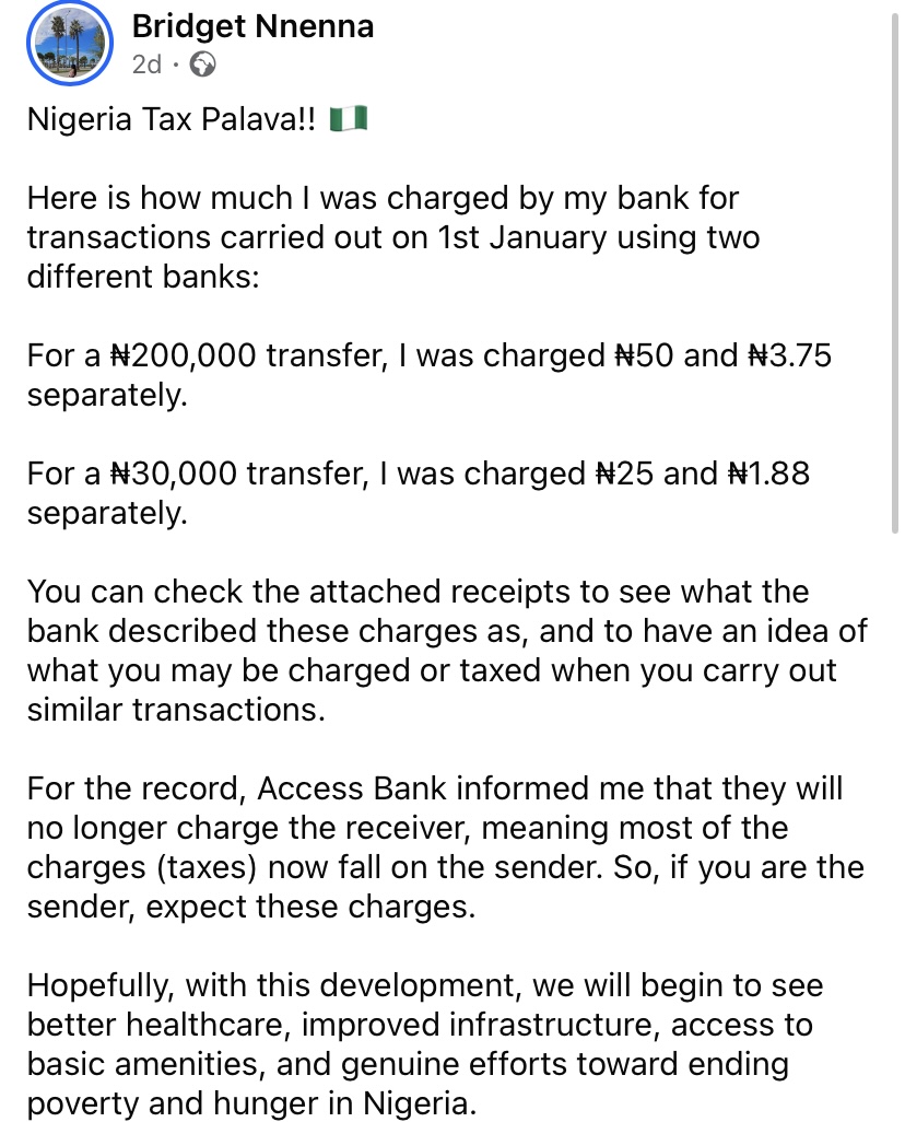 New Tax Law: Lady abroad who sent N200k home shows how much Access Bank charged her