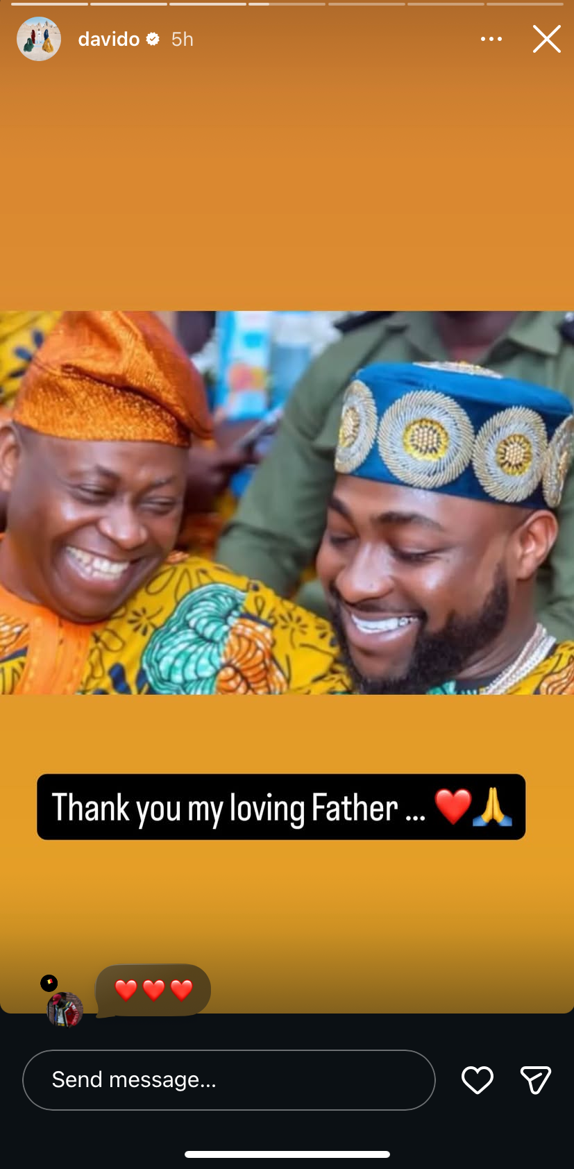 Davido thanks father for helping him address paternity controversy with Anu Adeleke