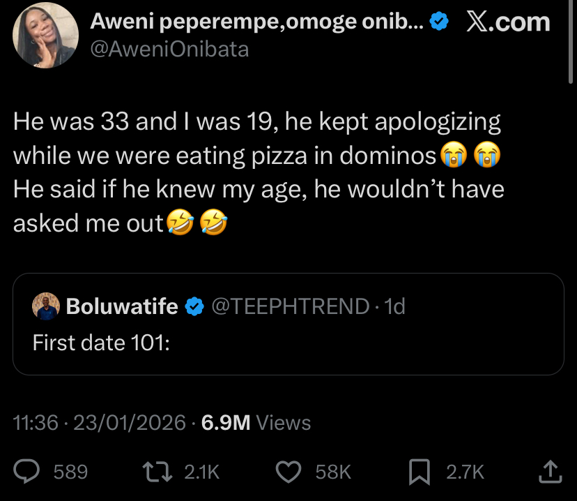 19-year-old lady shares her first date experience with 33-year-old man