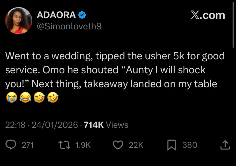 Lady who tipped Usher N5k at wedding shares unexpected thing he did next