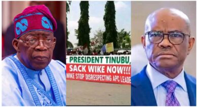 Tinubu asked to sack FCT Minister Wike as APC leaders, groups protest in Abuja
