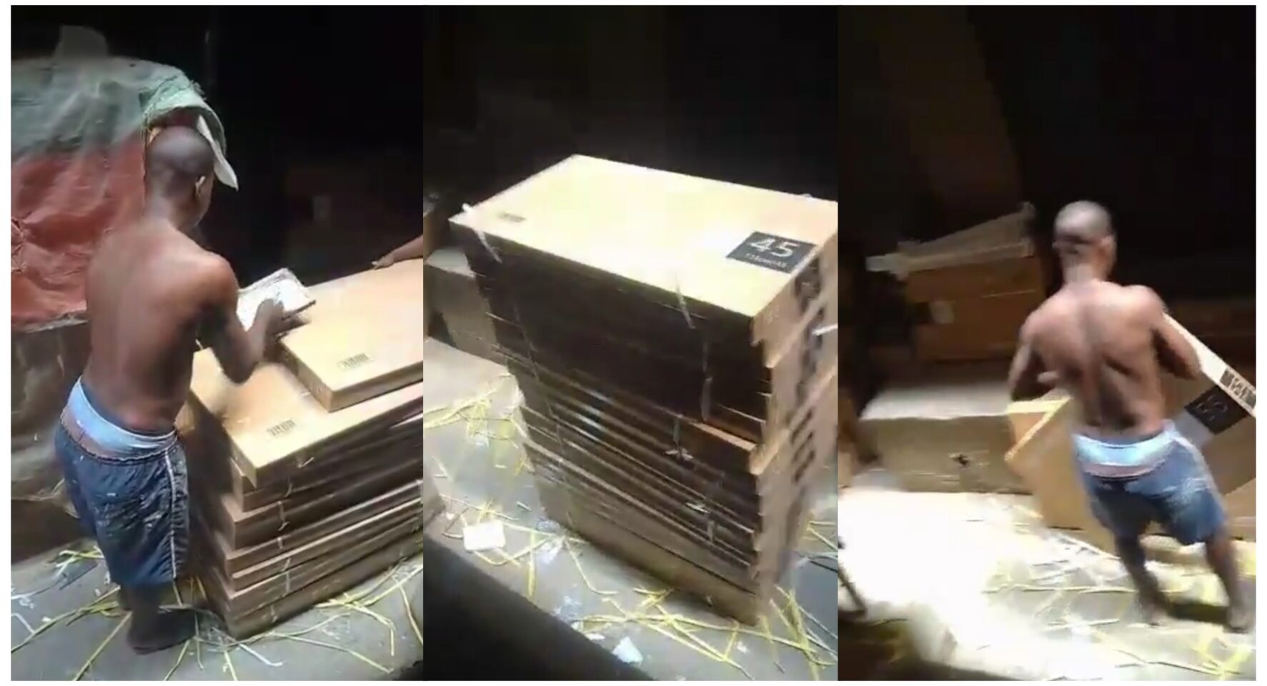 Fake LG TVs: Video goes viral as man caught printing LG brand on alleged fake TVs in Alaba