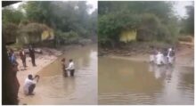 Pastor and Traditionalist performing rituals at Riverbank at the same time