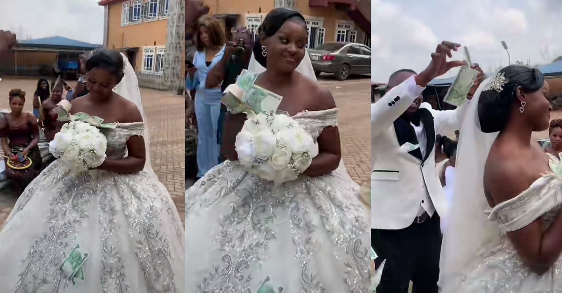 “This is how to say sorry”- Groom arrives wedding late, sprays money on bride
