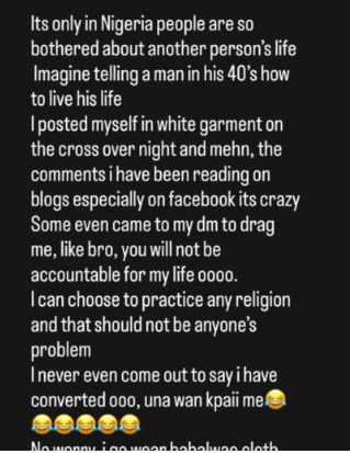 “Imagine telling a man in his 40s how to live his life” - Jamiu Azeez replies to Muslim community over alleged conversion to Christianity