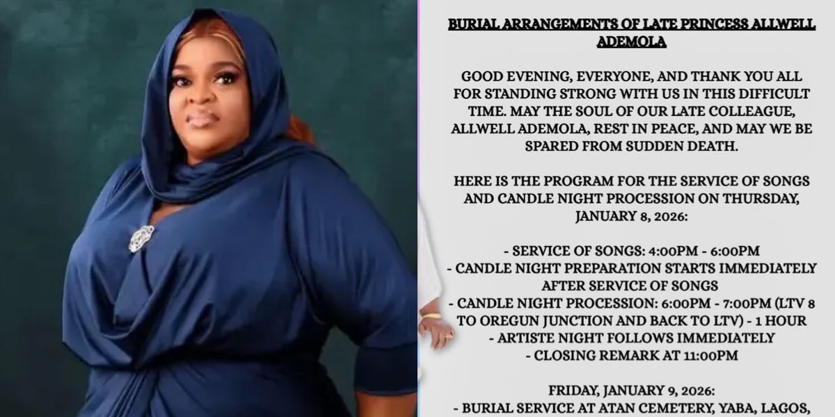 Family releases burial arrangements for late actress Allwell Ademola