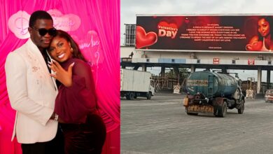 Love goes public as music producer floods Lagos billboards with valentine messages for fiancée