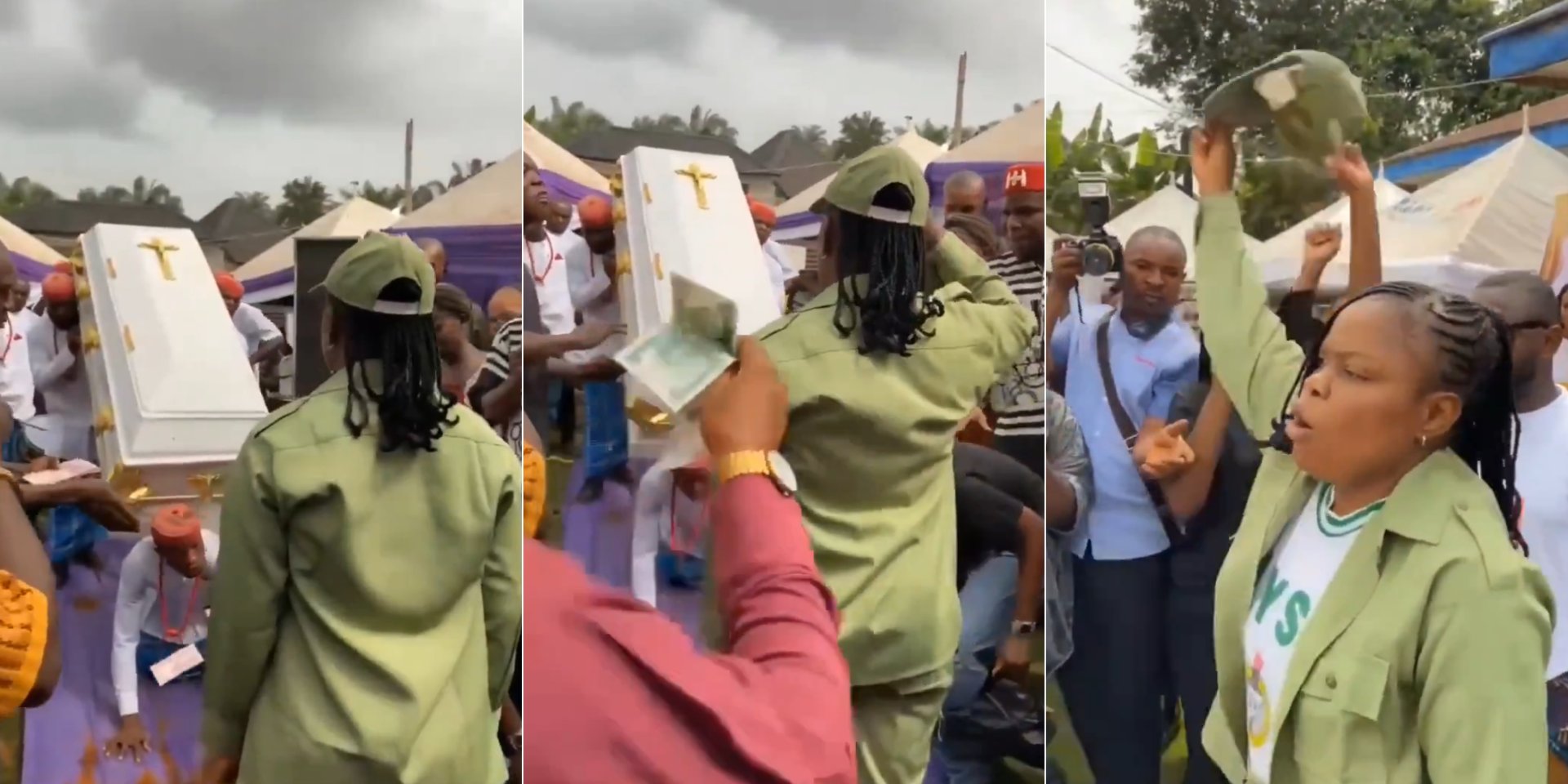 Corps member honors late father by saluting his casket at burial