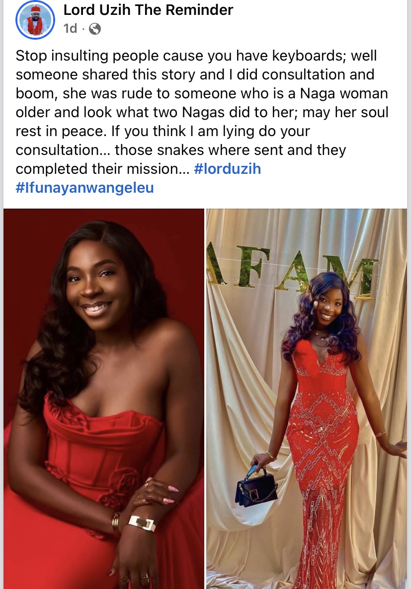 "Those snakes were sent" - Spiritualist weighs in on Nanyah's death