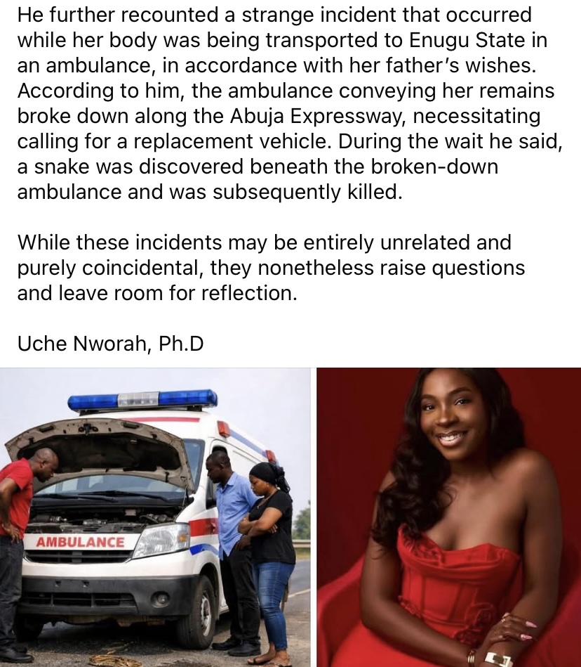 Snake reportedly found under ambulance carrying Nanyah’s remains back home