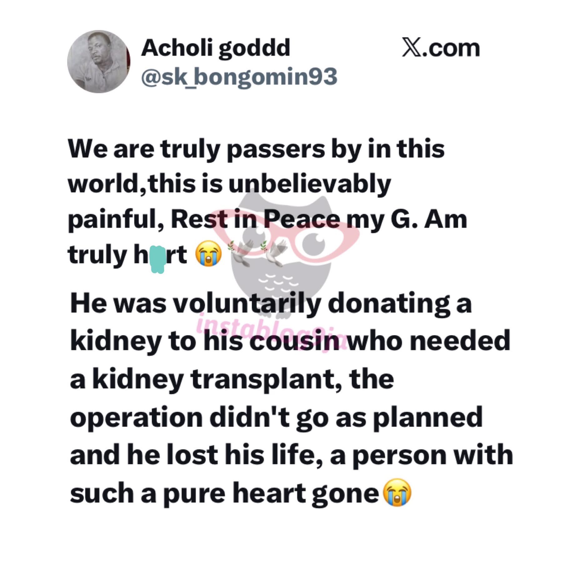 Pharmacist passes away after donating kidney to save cousin