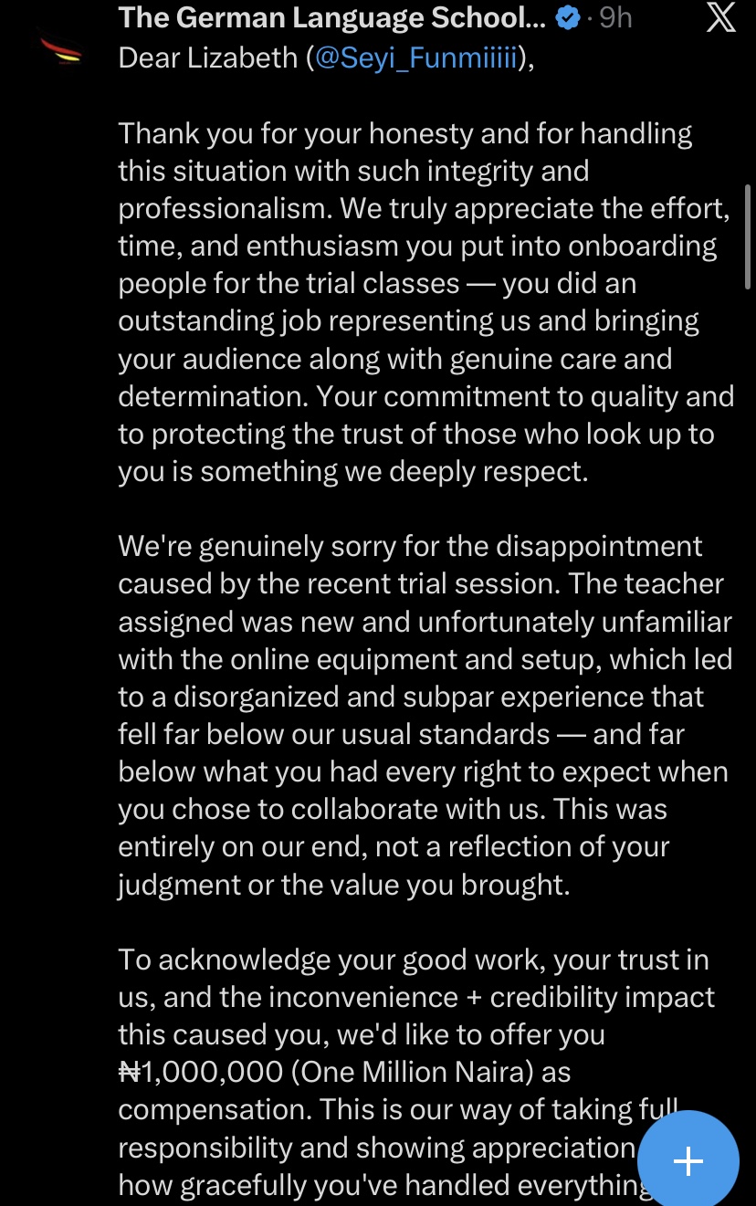 German Language School offers N1 million compensation to viral UI graduate after fallout