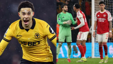 EPL: Arsenal surrender two-goal lead in Wolves stalemate as title race thrown open