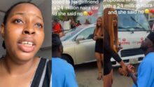 "He never bought me a car" - Lady who went viral for rejecting her boyfriend's public proposal speaks out