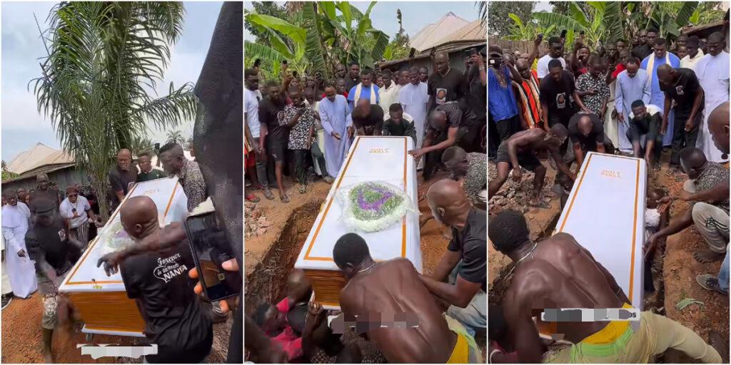 Watch moment Nanyah’s coffin was placed inside the grave, netizens spot ‘something strange’