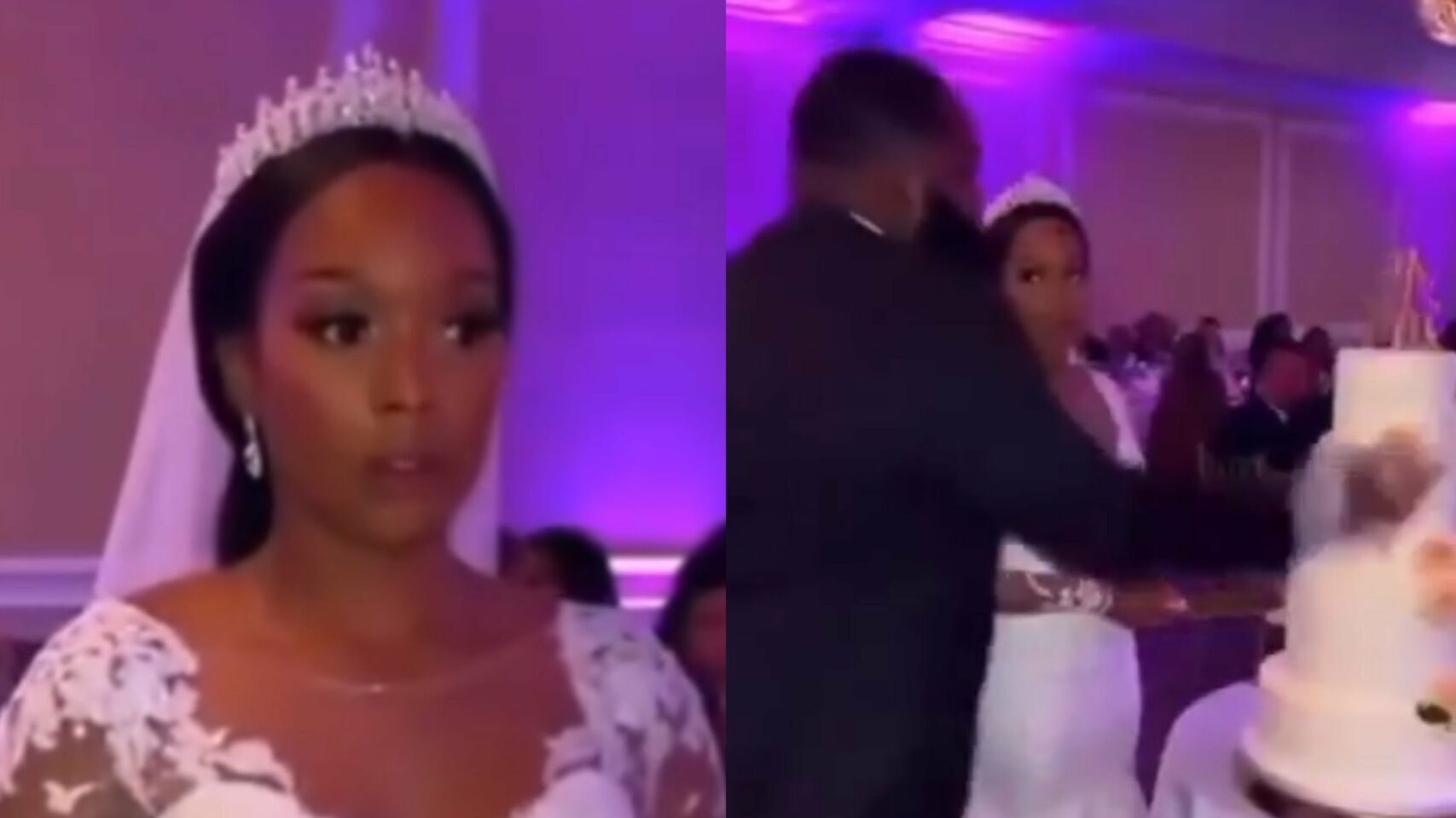 Viral moment shows when a bride realize she had married wrong as groom smash cake violently