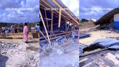 Drama as church members curse new landowner as he demolish their church on the land he bought