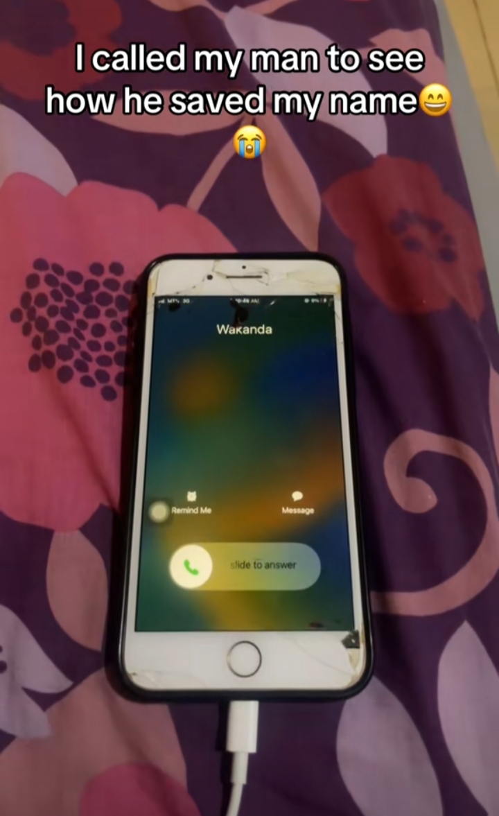 Lady shocked as she calls her boyfriend's phone to see how he saved her number