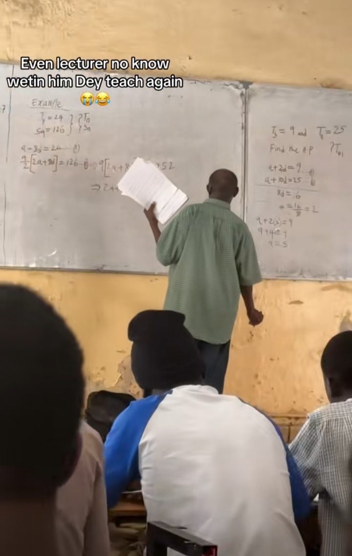 Drama as lecturer gets stuck while solving equations in class 