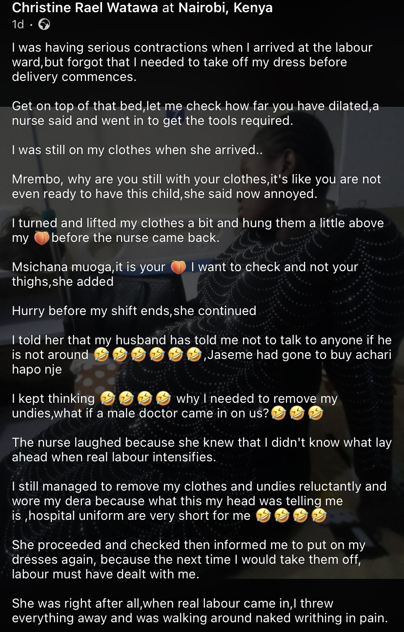 “Shame became my helmet” - Lady shares her hilarious first time delivery experience