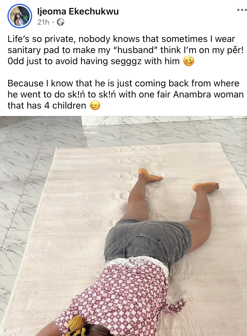 “I wear sanitary pad to avoid sleeping with my husband” - Married lady reveals, shares why