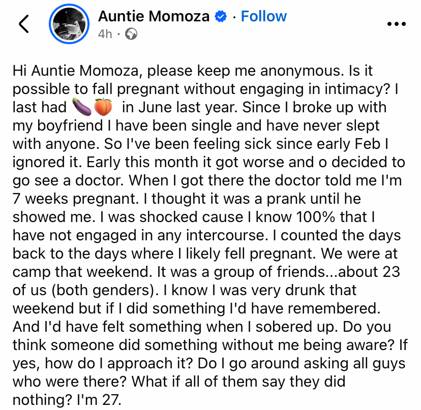 “I’ve never slept with anyone, yet I’m pregnant” - 27-year-old lady cries out