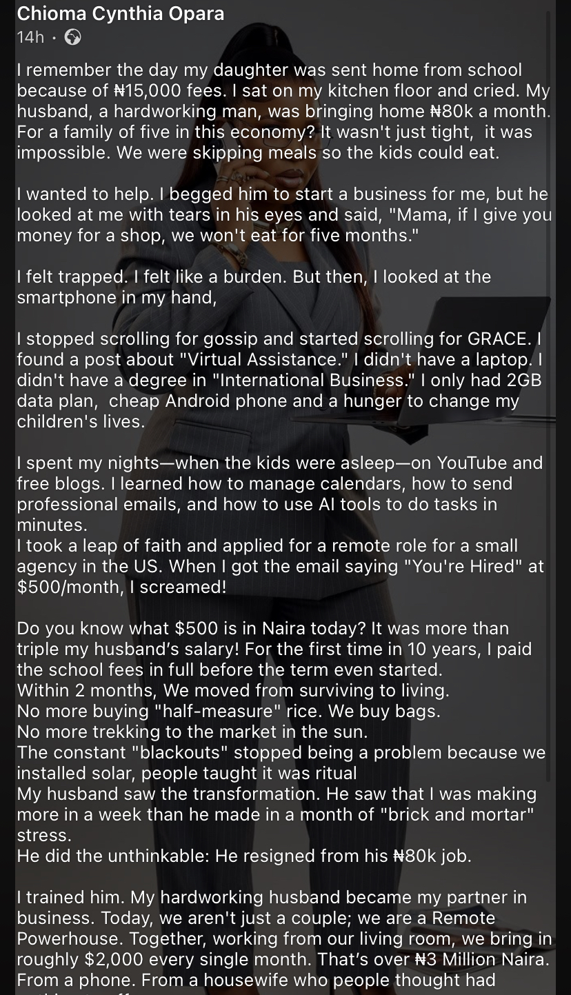 “Daughter sent home over ₦15k fees” – Mum shares how remote job ended her family’s struggles