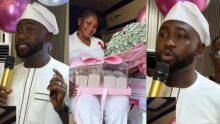 Emotional moment as man breaks down in tears, showers wife with gifts for standing by him through hardship